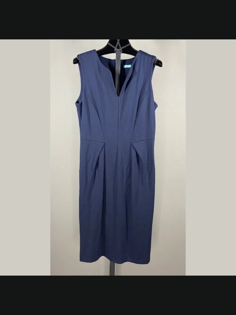 J Mclaughlin Dress Womens Medium Blue Pencil Sheath Preppy Classic